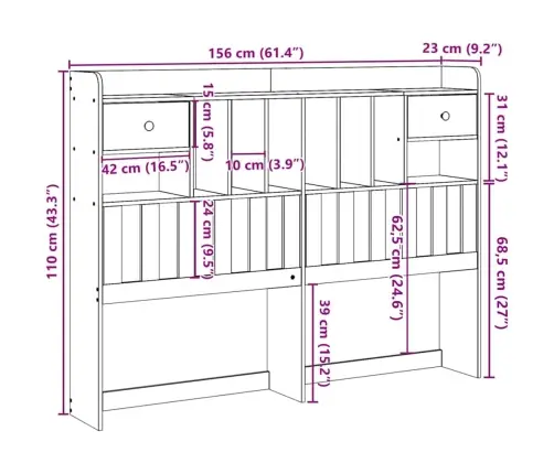 Galvgalis Ar Plauktiem, Balts, 150 Cm, Priedes Masīvkoks Vidaxl Galvgalis Ar Plauktiem, Balts, 150 Cm, Priedes Masīvkoks Vidaxl