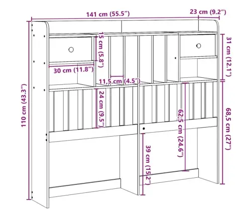 Hoiuruumiga Voodipeats, 135 cm Männipuit