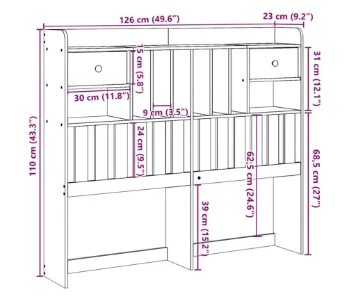 Galvūgalis Su Daiktų Laikymo Vieta, Rudas, 120cm Pušis