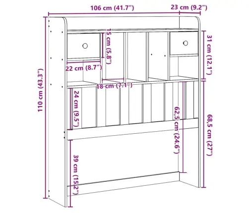 Hoiuruumiga Voodipeats, Vahapruun, 100 cm Männipuit