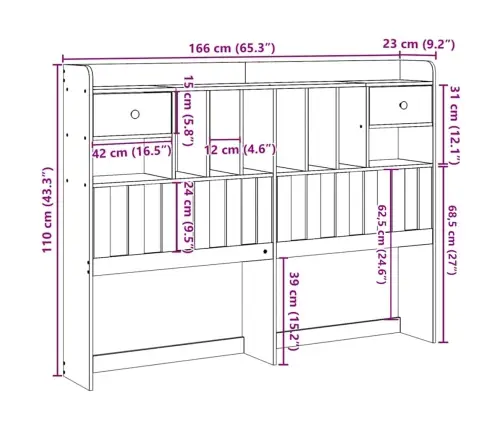 Galvgalis Ar Plauktiem, 75 Cm, Priedes Masīvkoks Vidaxl