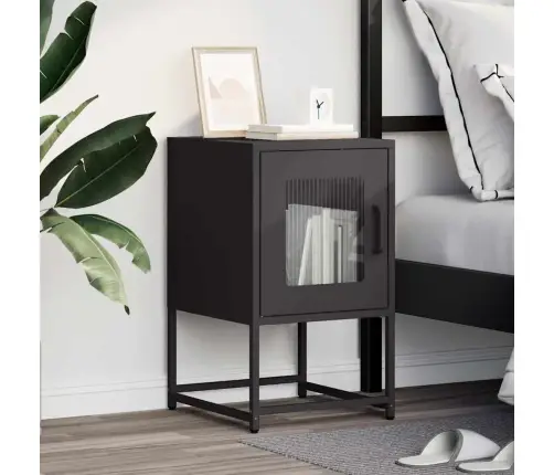 Naktsskapītis Melns 36X39X60,5 Cm Auksti Velmēts Tērauds Vidaxl