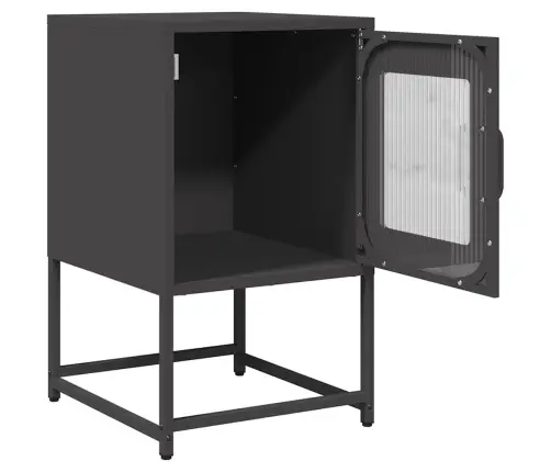 Naktsskapītis Melns 36X39X60,5 Cm Auksti Velmēts Tērauds Vidaxl