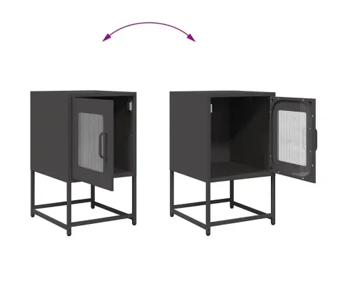 Naktsskapītis Melns 36X39X60,5 Cm Auksti Velmēts Tērauds Vidaxl