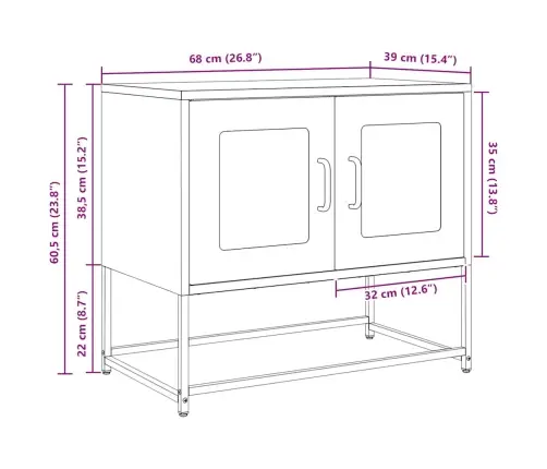 Televizora Skapis Rozā 68X39X60,5 Cm Auksti Velmēts Tērauds Vidaxl