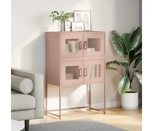 Highboard Pink 68X39X107 Cm Tērauds Vidaxl