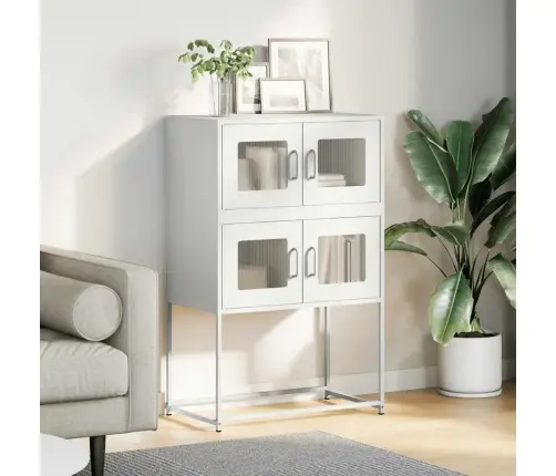 Highboard White 68X39X107 Cm Tērauds Vidaxl