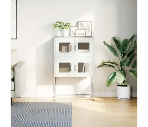 Highboard White 68X39X107 Cm Tērauds Vidaxl