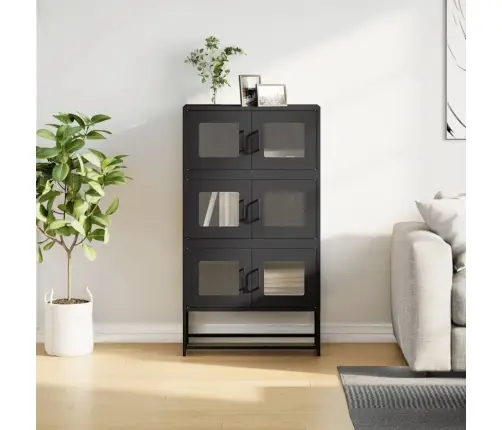 Highboard Black 68X39X123 Cm Tērauds Vidaxl
