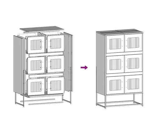 Highboard Black 68X39X123 Cm Tērauds Vidaxl