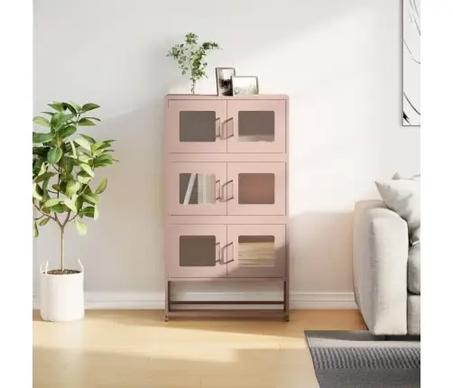 Highboard Pink 68X39X123 Cm Tērauds Vidaxl