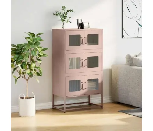 Highboard Pink 68X39X123 Cm Tērauds Vidaxl