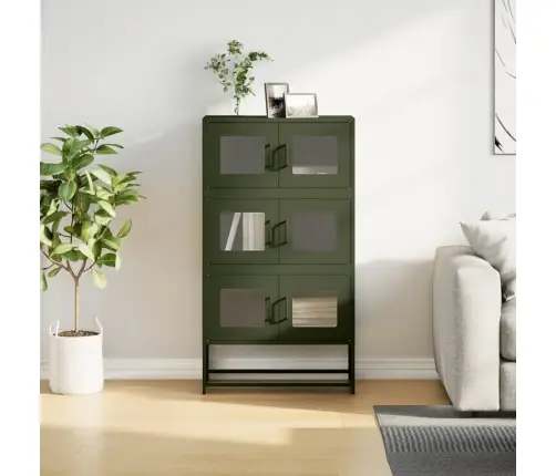 Highboard Olive Green 68X39X123 Cm Tērauds Vidaxl