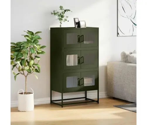 Highboard Olive Green 68X39X123 Cm Tērauds Vidaxl