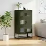 Highboard Olive Green 68X39X123 Cm Tērauds Vidaxl