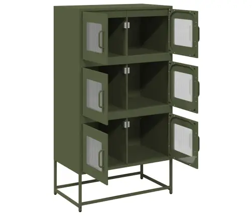 Highboard Olive Green 68X39X123 Cm Tērauds Vidaxl