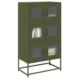 Highboard Olive Green 68X39X123 Cm Tērauds Vidaxl
