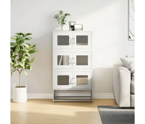 Highboard White 68X39X123 Cm Plienas