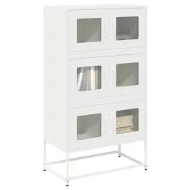Highboard White 68X39X123 Cm Tērauds Vidaxl