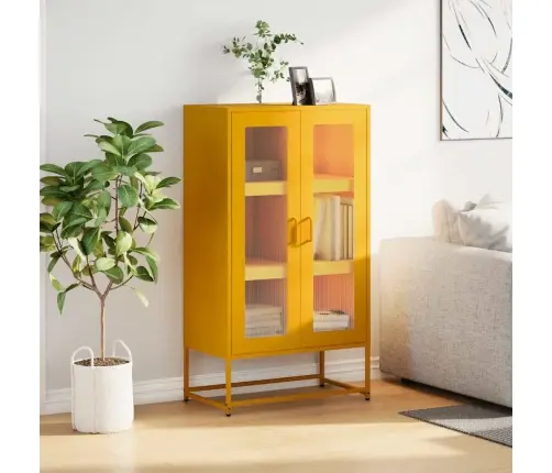 Highboard Sinepdzeltens 68X39X123 Cm Tērauds Vidaxl