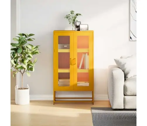 Highboard Sinepdzeltens 68X39X123 Cm Tērauds Vidaxl