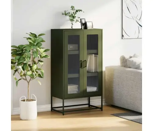 Highboard Olive Green 68X39X123 Cm Tērauds Vidaxl