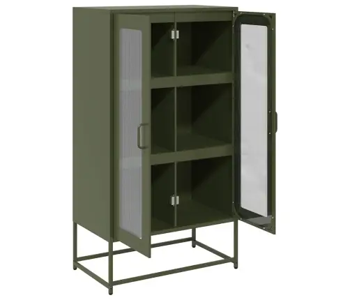 Highboard Olive Green 68X39X123 Cm Tērauds Vidaxl