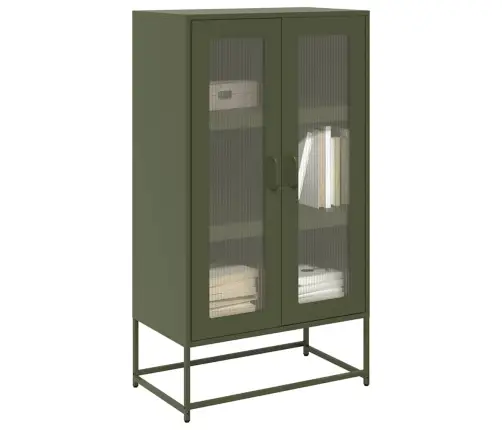 Highboard Olive Green 68X39X123 Cm Tērauds Vidaxl