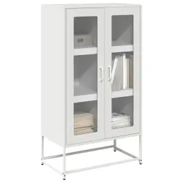 Highboard White 68X39X123 Cm Tērauds Vidaxl