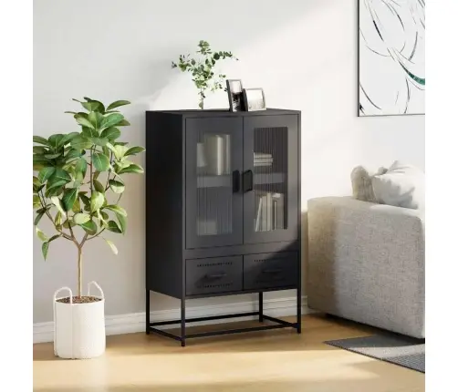 Kumode, Melna, 68X39X111,5 Cm, Tērauds Vidaxl