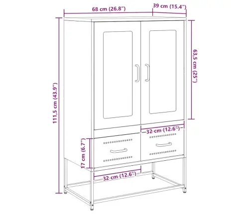 Kumode, Melna, 68X39X111,5 Cm, Tērauds Vidaxl