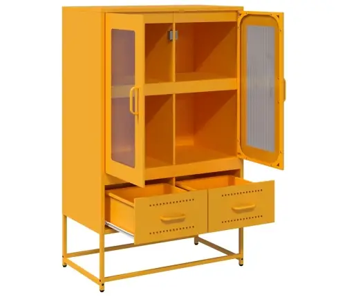 Komoda, Garstyčių Geltonos Spalvos, 68X39X111,5 cm Plienas