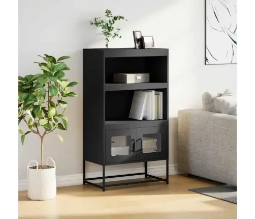 Highboard Black 68X39X123 Cm Teras