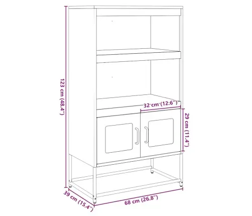 Highboard Pink 68X39X123 Cm Tērauds Vidaxl