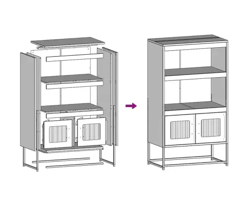 Highboard Sinepdzeltens 68X39X123 Cm Tērauds Vidaxl