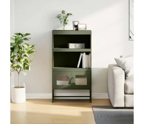 Highboard Olive Green 68X39X123 Cm Plienas