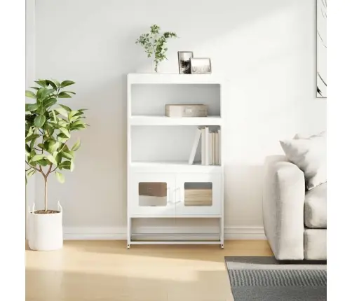 Highboard White 68X39X123 Cm Tērauds Vidaxl