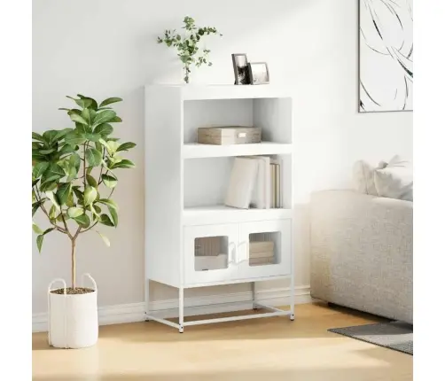 Highboard White 68X39X123 Cm Tērauds Vidaxl