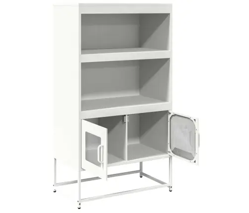 Highboard White 68X39X123 Cm Tērauds Vidaxl