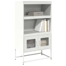 Highboard White 68X39X123 Cm Tērauds Vidaxl