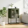Highboard Olive Green 68X39X107 Cm Tērauds Vidaxl