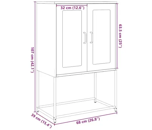 Highboard Olive Green 68X39X107 Cm Tērauds Vidaxl