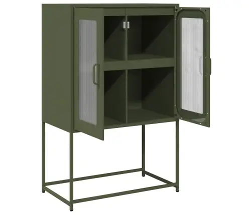 Highboard Olive Green 68X39X107 Cm Tērauds Vidaxl