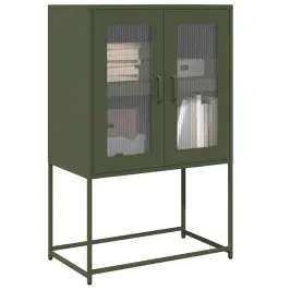 Highboard Olive Green 68X39X107 Cm Tērauds Vidaxl
