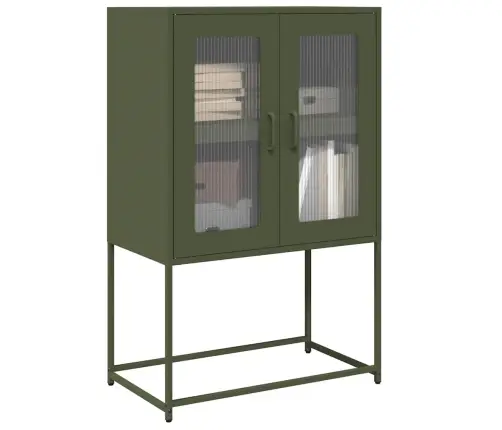 Highboard Olive Green 68X39X107 Cm Tērauds Vidaxl