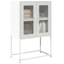 Highboard White 68X39X107 Cm Tērauds Vidaxl