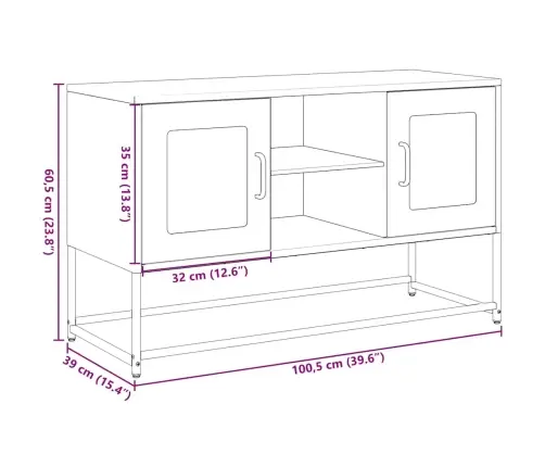 Tv Skapītis, 100,5X39X60,5 Cm, Tērauds, Olīvu Zaļš Vidaxl