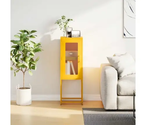 Bufete Sinepju Dzeltens 36X39X107 Cm Auksti Velmēts Tērauds Vidaxl Bufete Sinepju Dzeltens 36X39X107 Cm Auksti Velmēts Tērauds Vidaxl