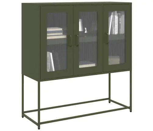 Kumode, Olīvzaļa, 100,5X39X107 Cm, Auksti Velmēts Tērauds Vidaxl