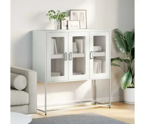 Kumode, Balta, 100,5X39X107 Cm, Auksti Velmēts Tērauds Vidaxl
